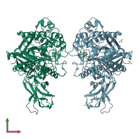 PDB entry 2zxc coloured by chain, front view.