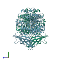 PDB entry 2zxc coloured by chain, side view.