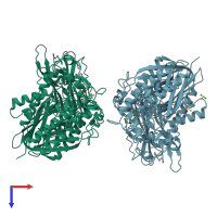 PDB entry 2zxc coloured by chain, top view.