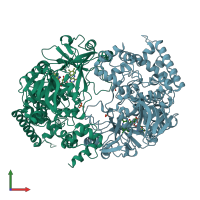 PDB entry 2zxh coloured by chain, front view.