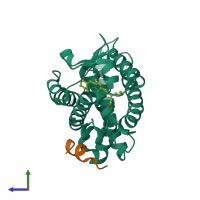 PDB entry 2zxm coloured by chain, side view.