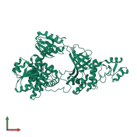 PDB entry 2zxp coloured by chain, front view.