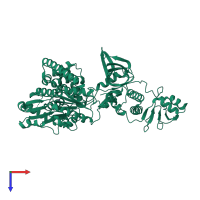 PDB entry 2zxp coloured by chain, top view.