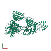 PDB entry 2zxr coloured by chain, front view.