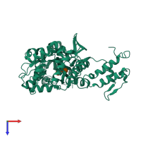 PDB entry 2zxt coloured by chain, top view.