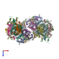 PDB entry 2zxw coloured by chain, top view.