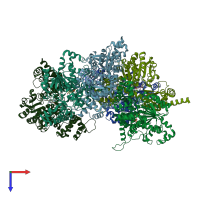 PDB entry 2zy3 coloured by chain, top view.