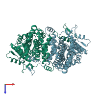 PDB entry 2zya coloured by chain, top view.