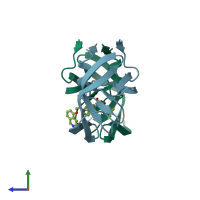 PDB entry 2zye coloured by chain, side view.