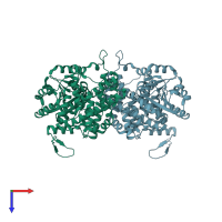 PDB entry 2zyg coloured by chain, top view.