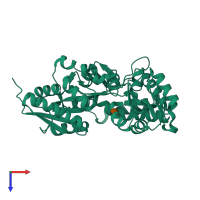 PDB entry 2zyo coloured by chain, top view.