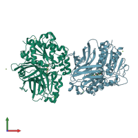 PDB entry 2zyr coloured by chain, front view.