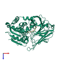 PDB entry 2zys coloured by chain, top view.