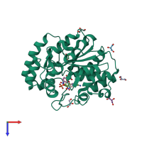 PDB entry 2zyv coloured by chain, top view.