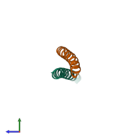 PDB entry 2zzo coloured by chain, side view.