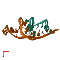 PDB entry 300d coloured by chain, top view.