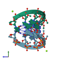 PDB entry 310d coloured by chain, side view.