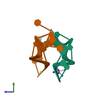 PDB entry 312d coloured by chain, side view.