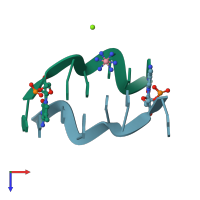 PDB entry 313d coloured by chain, top view.
