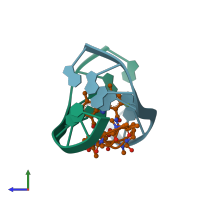 PDB entry 316d coloured by chain, side view.