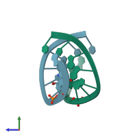 PDB entry 318d coloured by chain, side view.