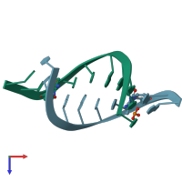 PDB entry 322d coloured by chain, top view.