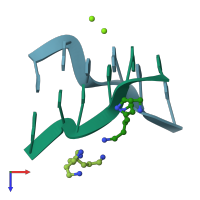 PDB entry 336d coloured by chain, top view.