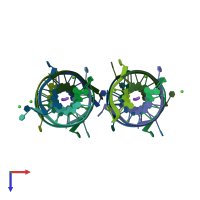 PDB entry 352d coloured by chain, top view.