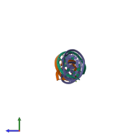 PDB entry 357d coloured by chain, side view.