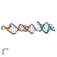 PDB entry 357d coloured by chain, top view.