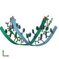 PDB entry 358d coloured by chain, front view.