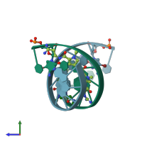 PDB entry 358d coloured by chain, side view.