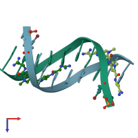 PDB entry 358d coloured by chain, top view.