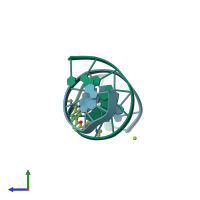 PDB entry 360d coloured by chain, side view.