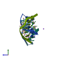 PDB entry 378d coloured by chain, side view.