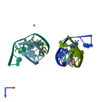 PDB entry 378d coloured by chain, top view.