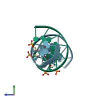 PDB entry 388d coloured by chain, side view.