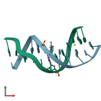 PDB entry 389d coloured by chain, front view.