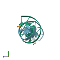 PDB entry 389d coloured by chain, side view.