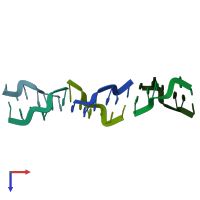 PDB entry 391d coloured by chain, top view.