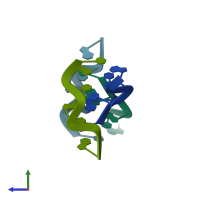 PDB entry 392d coloured by chain, side view.
