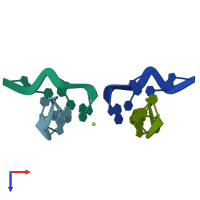 PDB entry 392d coloured by chain, top view.