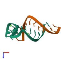 PDB entry 397d coloured by chain, top view.
