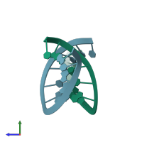 PDB entry 399d coloured by chain, side view.