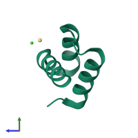 PDB entry 3a02 coloured by chain, side view.