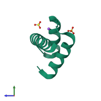 PDB entry 3a03 coloured by chain, side view.
