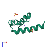 PDB entry 3a03 coloured by chain, top view.
