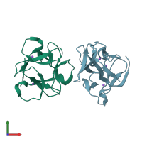 PDB entry 3a07 coloured by chain, front view.