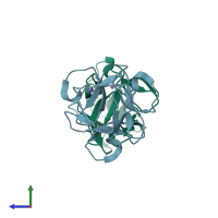 PDB entry 3a07 coloured by chain, side view.