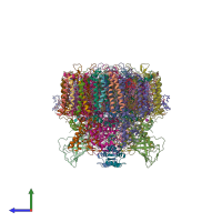 PDB entry 3a0b coloured by chain, side view.